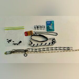 No pull prong training pinch dog collar with rubber tips.